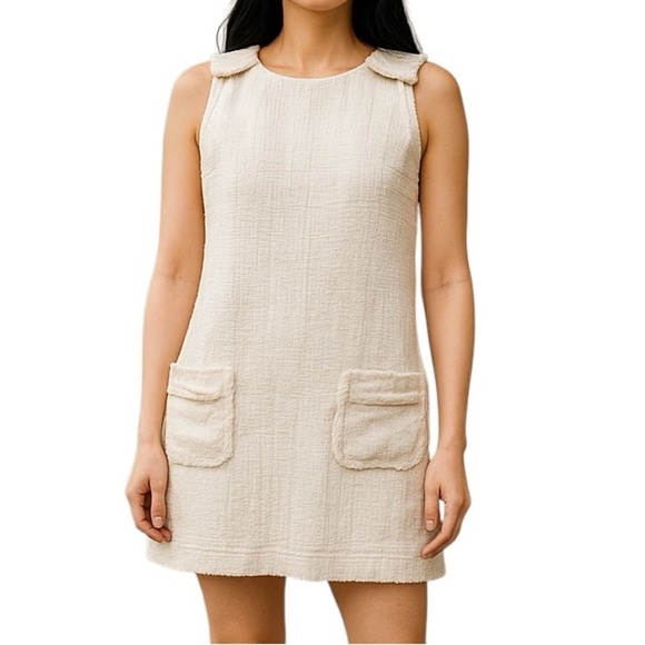 Zara Tweed Sleeveless Dress Ivory - Picture 1 of 9